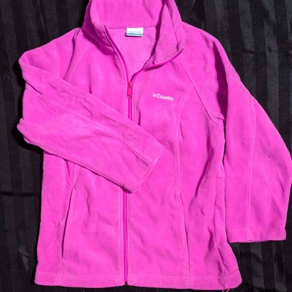 Columbia Pink Full Zip Fleece Sweater - Sz L - Picture 2 of 16